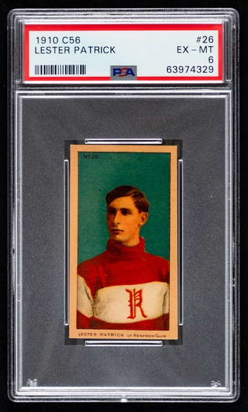 1910-11 Imperial Tobacco C56 Hockey Card #26 HOFer Lester "The Silver Fox" Patrick Rookie - Graded PSA 6