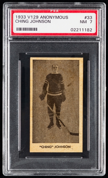 1933-34 Anonymous V129 Hockey Card #33 Ivan "Ching" Johnson Rookie - Graded PSA 7 - Highest Graded!