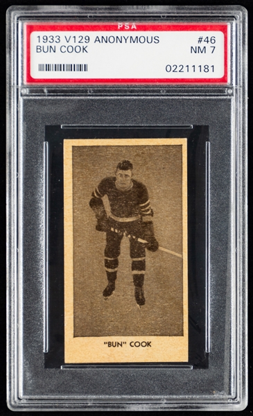 1933-34 Anonymous V129 Hockey Card #46 Frederick "Bun" Cook Rookie - Graded PSA 7 - Highest Graded!