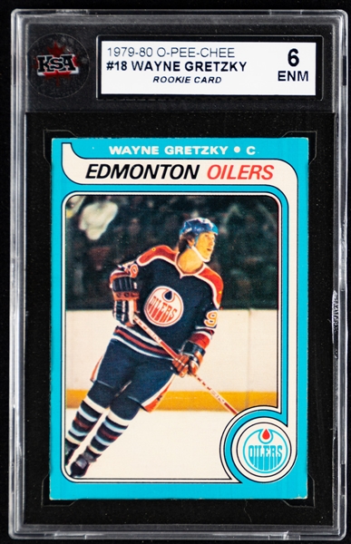 1979-80 O-Pee-Chee Hockey Complete 396-Card Set Including #18 HOFer Wayne Gretzky Rookie Card (Graded KSA 6)