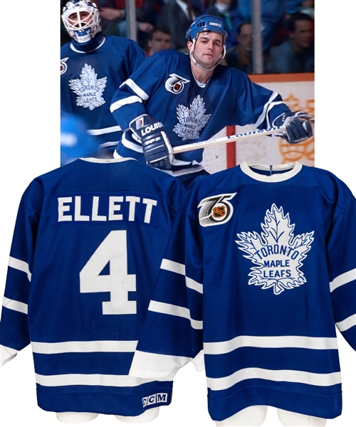 Dave Elletts 1991-92 Toronto Maple Leafs "Turn Back the Clock" Game-Worn Jersey - 75th Patch