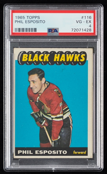 1965-66 Topps Hockey Card #116 HOFer Phil Esposito Rookie - Graded PSA 4