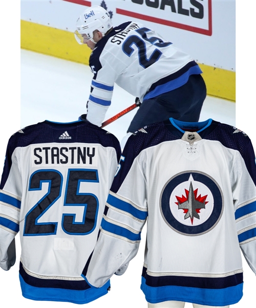Paul Stastnys 2021-22 Winnipeg Jets Game-Worn Jersey with COA - Photo-Matched! - Team Repairs! 