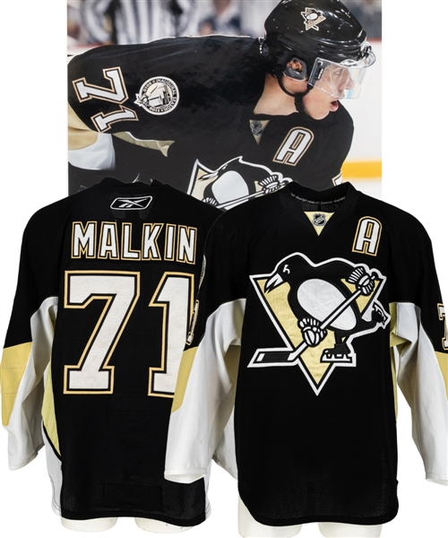 Evgeni Malkins 2010-11 Pittsburgh Penguins Game-Worn Alternate Captains Jersey with Team LOA - Consol Energy Center Inaugural Season Patch! - Team Repairs! - Photo-Matched! 