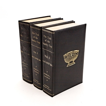 "The Trail of the Stanley Cup" Leather-Bound Three-Volume Book Set Signed by Author Charles Coleman