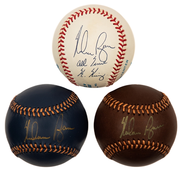 Nolan Ryan Autograph Collection of 7 Including Signed Baseballs Plus Career Milestone Cards - All JSA Certified