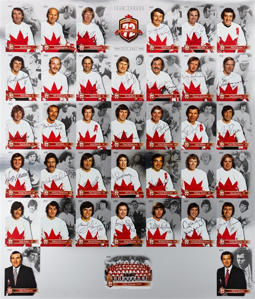 Paul Hendersons 1972 Canada-Russia Series 35th Anniversary Team-Signed Uncut Card Sheet (22 ½” x 20” )