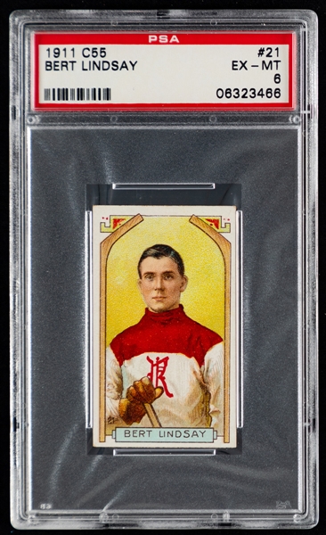 1911-12 Imperial Tobacco C55 Hockey Card #21 Leslie "Bert" Lindsay Rookie - Graded PSA 6