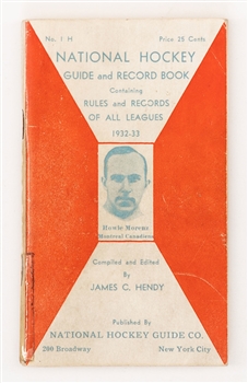 1932-33 James Hendy NHL Guide and Record Book with Howie Morenz Cover - First Edition!