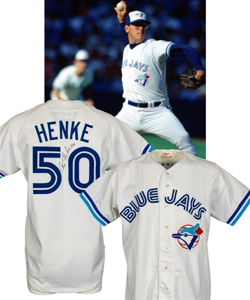 Tom Henke’s 1992 Toronto Blue Jays Signed Game-Worn Jersey – World Series Championship Season!
