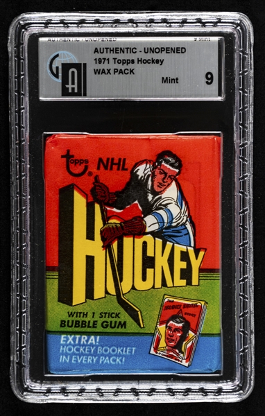 1971-72 Topps Hockey Unopened Wax Pack - Graded GAI MINT 9 - Ken Dryden Rookie Card Year