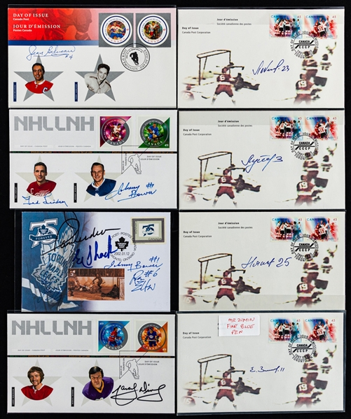 Canada Post NHL Stamps and 25th Anniversary 1972 Canada-Russia Series Signed First Day Covers (48)