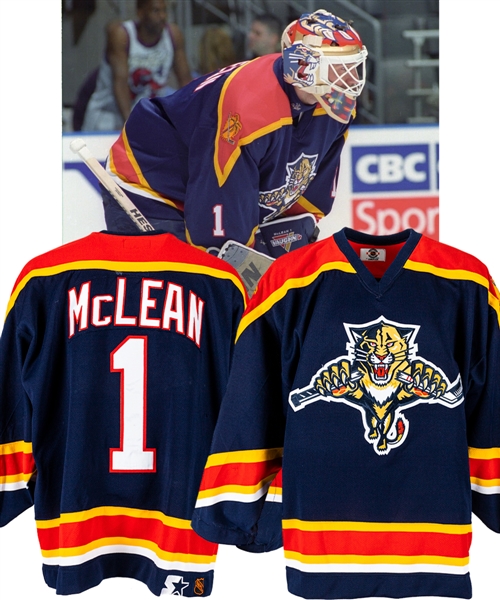 Kirk McLeans 1998-99 Florida Panthers Game-Worn Jersey with Team COA - Photo-Matched!