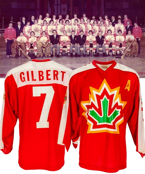 Rod Gilberts 1977 World Championships Team Canada Game-Worn Alternate Captains Jersey