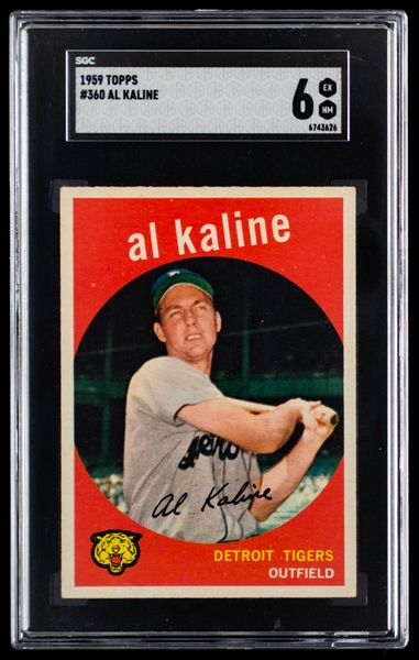 1959 Topps Baseball Card #360 HOFer Al Kaline - Graded SGC 6