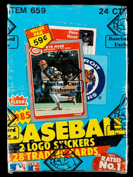 1985 Fleer Baseball Wax Box (24 Unopened Packs) - BBCE Certified - Kirby Puckett, Roger Clemens, Dwight Gooden, Orel Hershiser and Eric Davis Rookie Card Year!