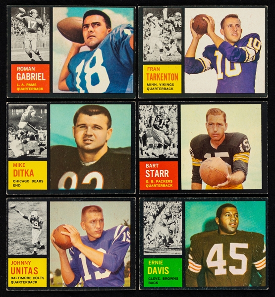 1962 Topps Football Complete 176-Card Set with PSA-Graded Cards (4)