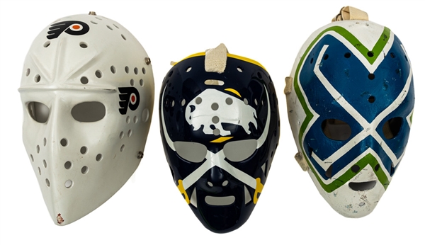 Vintage Replica Goalie Mask Collection of 3 Including Parent, Bromley and Ridley 