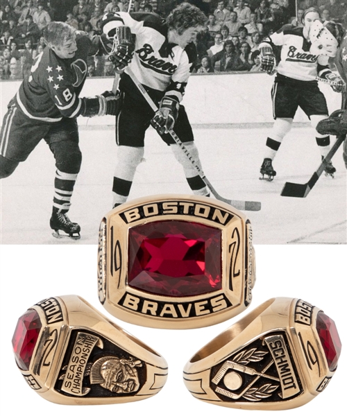 Milt Schmidts 1971-72 AHL Boston Braves Regular Season Championship 10K Gold Ring