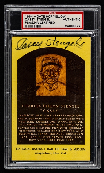 Casey Stengel Signed 1964 National Baseball Hall of Fame Postcard - PSA/DNA Certified Authentic - Signed Twice!