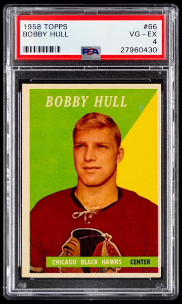 1958-59 Topps Hockey Card #66 HOFer Bobby Hull Rookie - Graded PSA 4