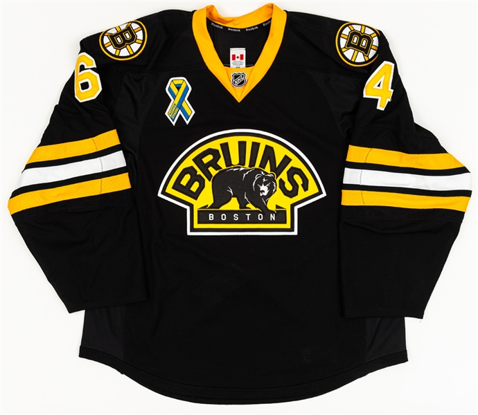 Lane MacDermids 2012-13 Boston Bruins Game-Isued Third Jersey with Team LOA - Boston Strong Patch!