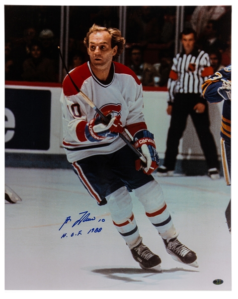 Deceased HOFer Guy Lafleur Montreal Canadiens Signed Photo (16" x 20") and Puck with LOA