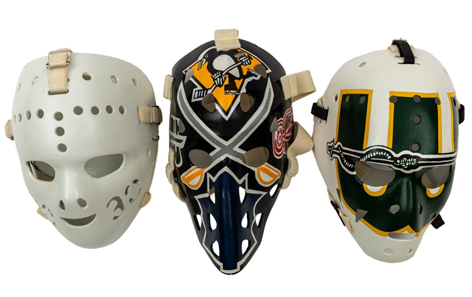 Vintage Replica Goalie Mask Collection of 3 Including Examples Made by Don Scott and Dave Bowser
