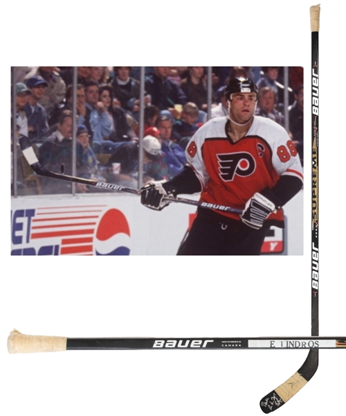 Eric Lindros Mid-1990s Philadelphia Flyers Signed Bauer Supreme 3030 Game-Used Stick