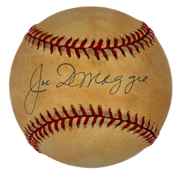Deceased HOFer Joe DiMaggio Signed Official American League Gene Budig Baseball and Signed Photo with JSA Auction LOA