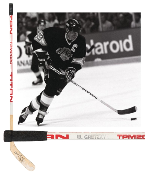 Wayne Gretzkys 1988-89 Los Angeles Kings Signed Titan Game-Used Stick - Hart Memorial Trophy Season!