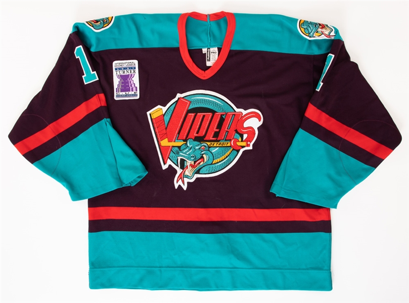 Jeff Reeses 1996-97 IHL Detroit Vipers Game-Worn Turner Cup Finals Jersey - Defunct Team! - 1997 Turner Cup Finals Patch!