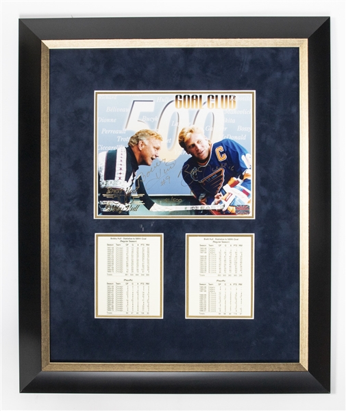 Deceased HOFer Bobby Hull and Brett Hull "500 Goal Club" Dual-Signed Framed Limited-Edition Photo Display (20" x 24")