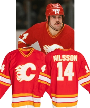 Kent Nilssons 1980-81 Calgary Flames Game-Worn Inaugural Season Jersey - Heavy Game Wear! - 45+ Team Repairs! - Photo-Matched! - ADDENDUM