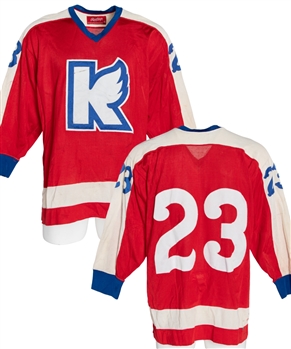 Circa Mid-To-Late-1970s IHL Kalamazoo Wings #23 Game-Worn Jersey - Nice Game Wear!