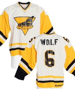 Bennett Wolfs 1981-82 AHL Erie Blades Game-Worn Jersey - One Year Style! 