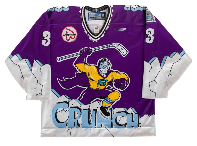 Zenith Komarniskis 1998-99 AHL Syracuse Crunch Game-Worn Third Jersey with Team LOA - 5th Anniversary Patch!
