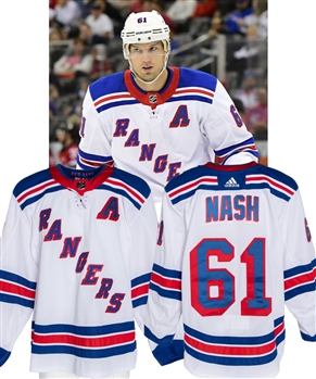 Rick Nashs 2017-18 New York Rangers Game-Worn Pre-Season Alternate Captains Jersey with LOA 