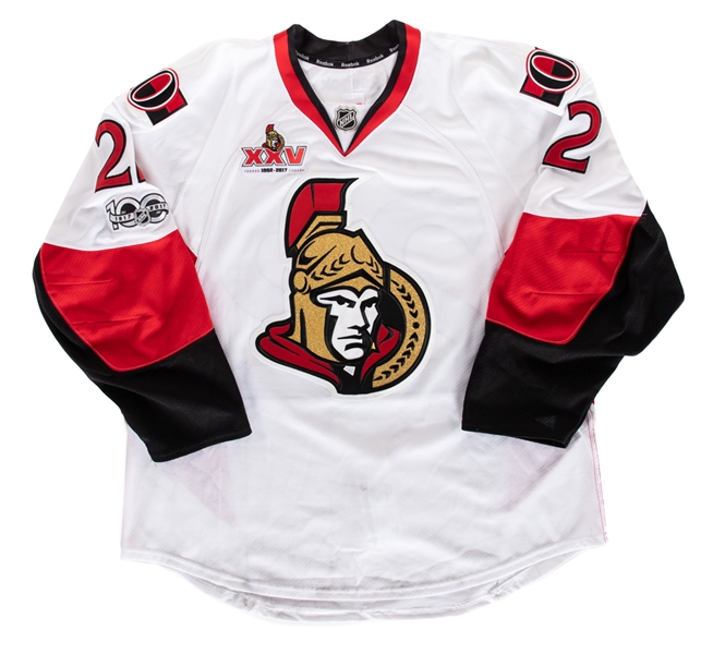 Chris Kellys 2016-17 Ottawa Senators Game-Worn Playoffs Jersey with Team COA - NHL Centennial Patch! - Senators 25th Patch! 