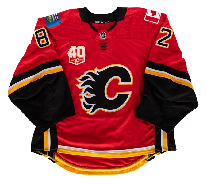 Tyler Parsons 2019-20 Calgary Flames Training Camp Worn Jersey with Team LOA - 40th Season Patch!