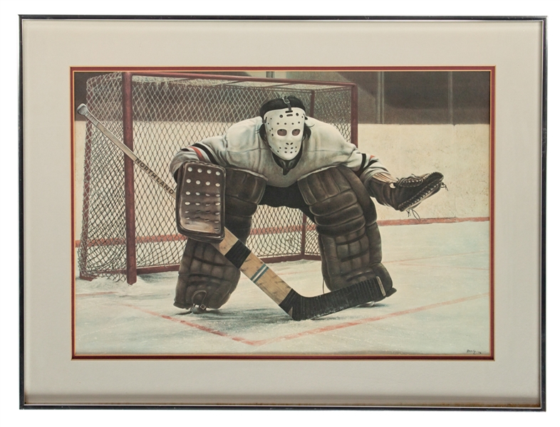 Ken Danby 1972 "At the Crease" Hockey Goalie Framed Lithograph (32" x 24 1/2")