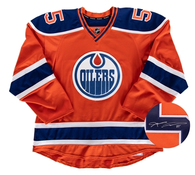 Mark Letestus 2015-16 Edmonton Oilers "Battle of Alberta" Signed Game-Worn Third Jersey with Team LOA 