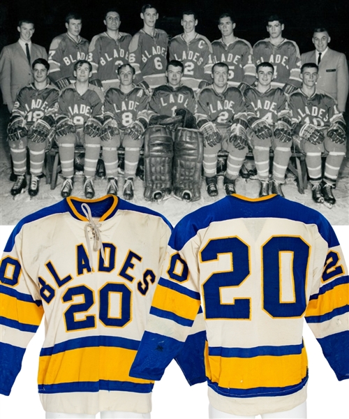 Late-1960s WCHL Saskatoon Blades #20 Game-Worn Jersey - Team Repairs!