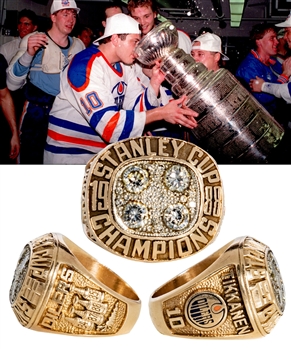 Esa Tikkanens 1987-88 Edmonton Stanley Cup Championship 14K Gold and Diamond Ring from His Personal Collection with His Signed LOA