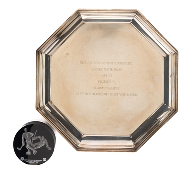 Reijo Ruotsalainens 1984-85 New York Rangers "West Side Association of Commerce, Inc. Players Player Award" and 1986 NHL All-Star Game Paperweight from His Personal Collection with His Signed LOA