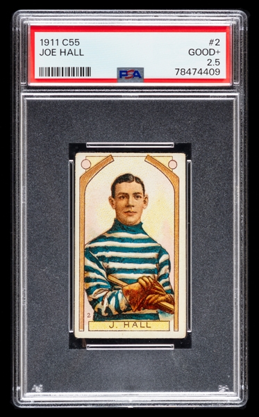 1911-12 Imperial Tobacco C55 Hockey Card #2 HOFer Joe Hall Rookie - Graded PSA 2.5