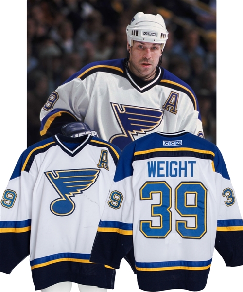 Doug Weights 2001-02 St. Louis Blues Game-Worn Alternate Captains Jersey - Photo-Matched! 