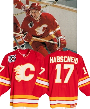 Calgary Flames Game-Worn Jersey Attributed to Jiri Hrdina (1990-91) and Marc Habscheid (1991-92) - 75th Anniversary Patch! 