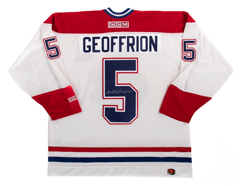 Bernie “Boom Boom” Geoffrion Signed Montreal Canadiens Jersey with JSA Auction LOA 