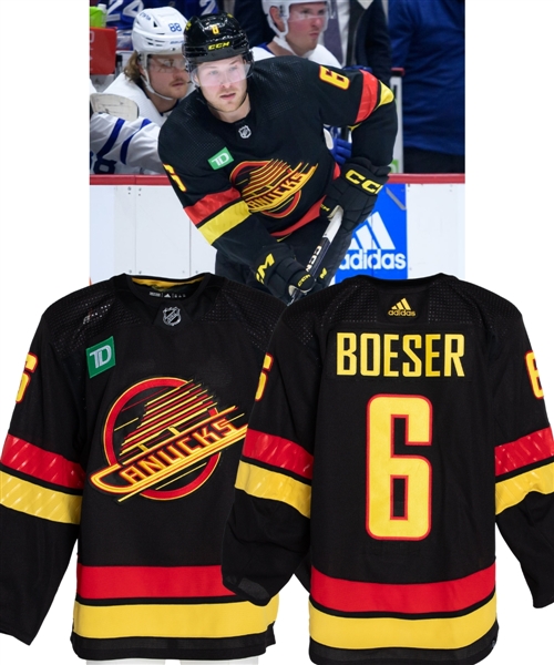 Brock Boesers 2022-23 Vancouver Canucks "Flying Skate" Game-Worn Third Jersey with Team COA - Photo-Matched!